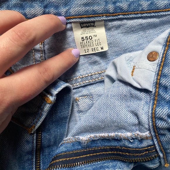 Vintage 90s Style Levis Red Tag 550s Distressed High Waisted Denim Blue Jeans - Picture 8 of 8